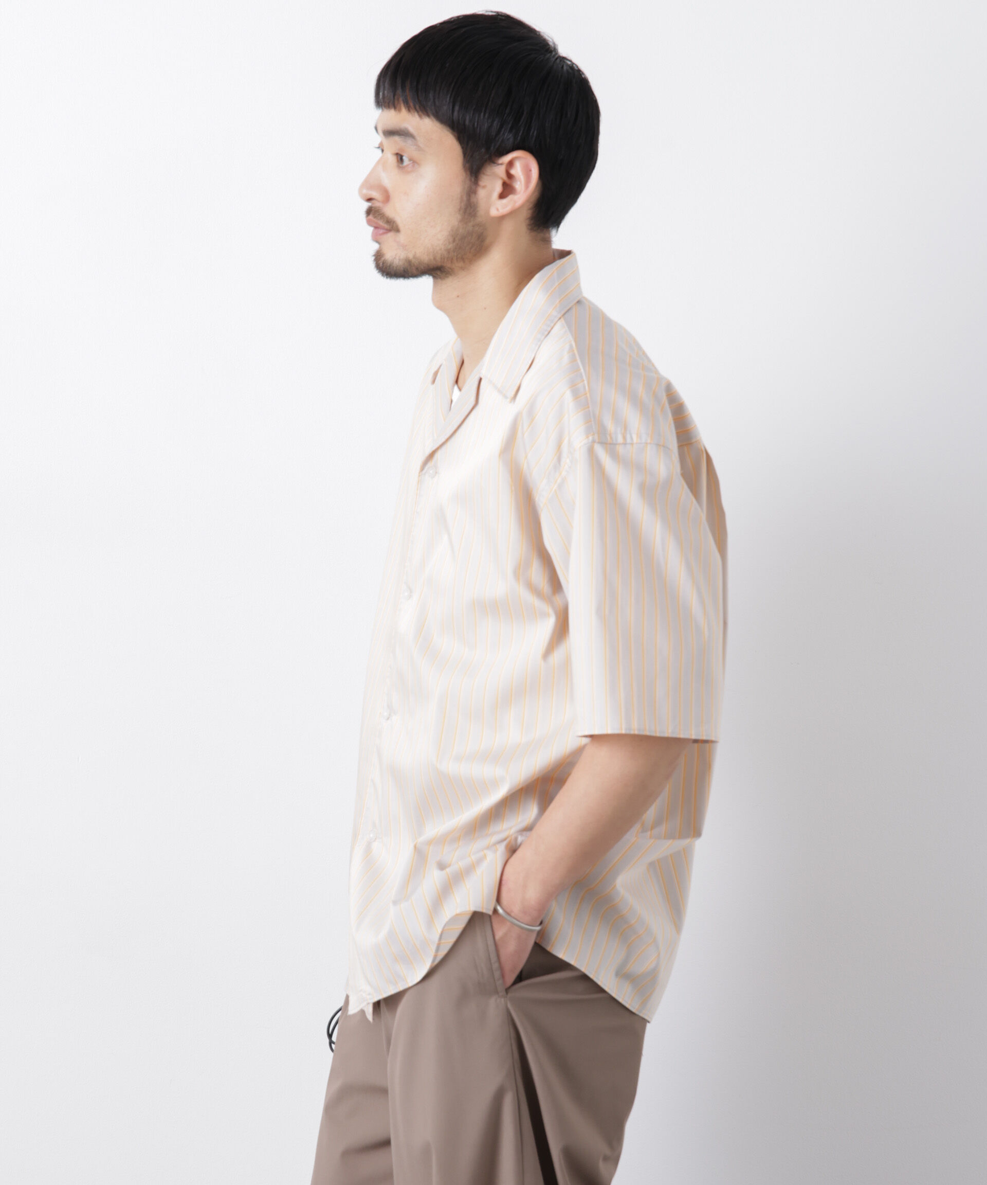 nano･universe「「OtoNANO」オープンカラーストライプ半袖シャツ」|シャツ・ブラウス|