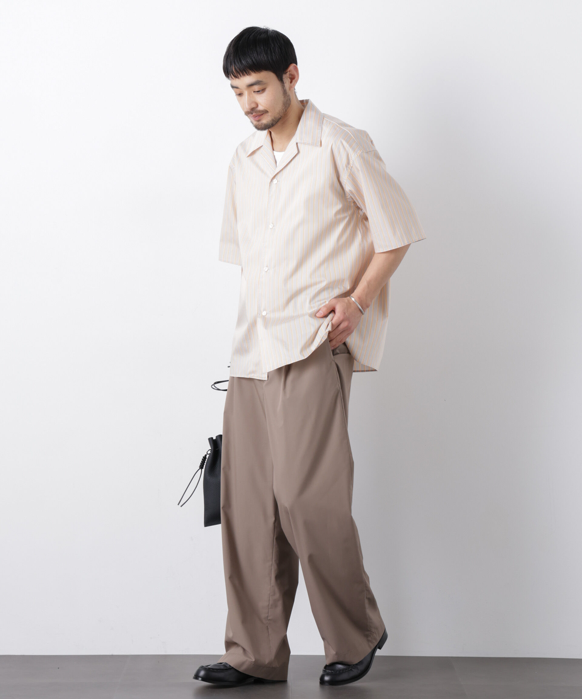 nano･universe「「OtoNANO」オープンカラーストライプ半袖シャツ」|シャツ・ブラウス|