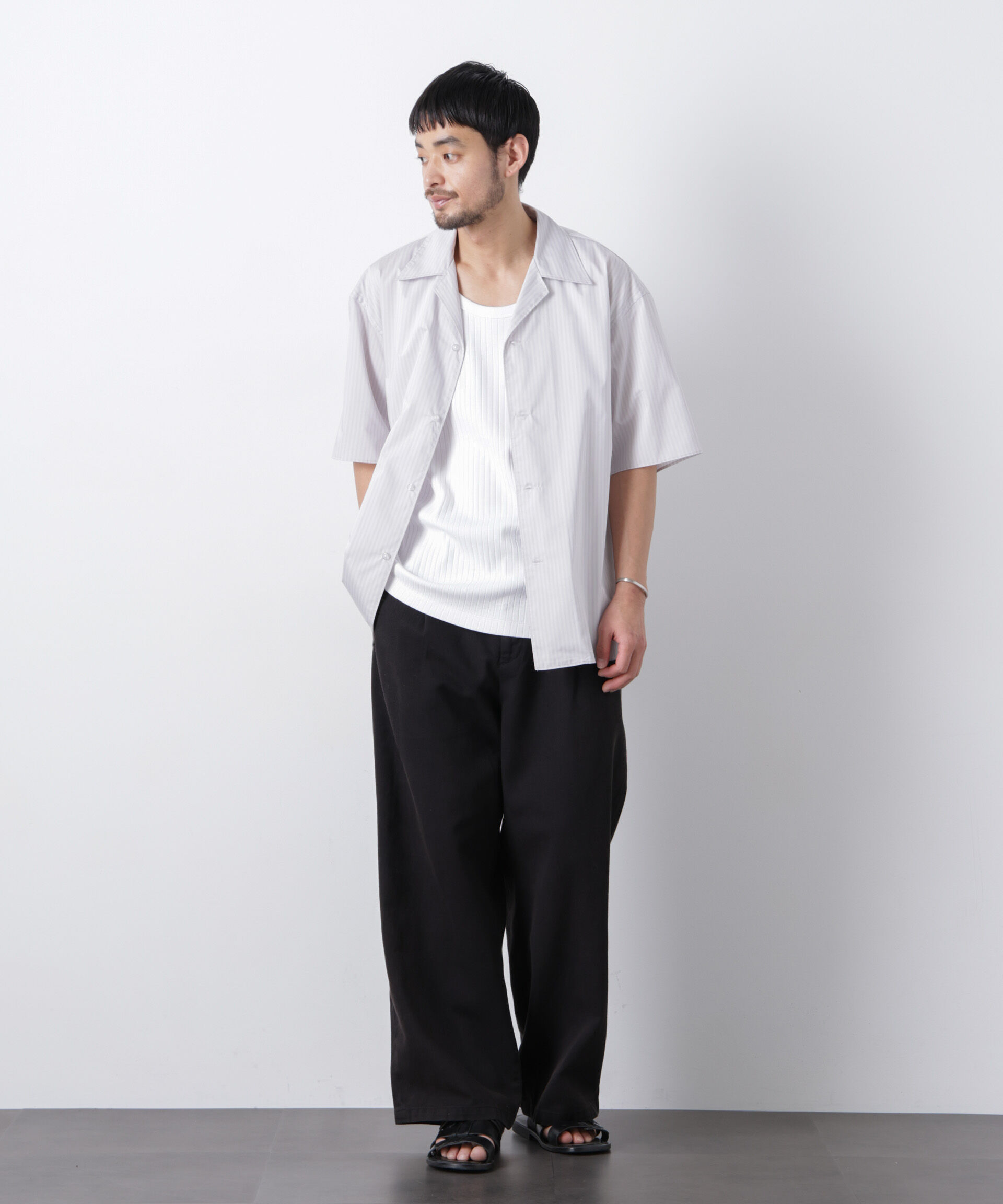 nano･universe「「OtoNANO」オープンカラーストライプ半袖シャツ」|シャツ・ブラウス|