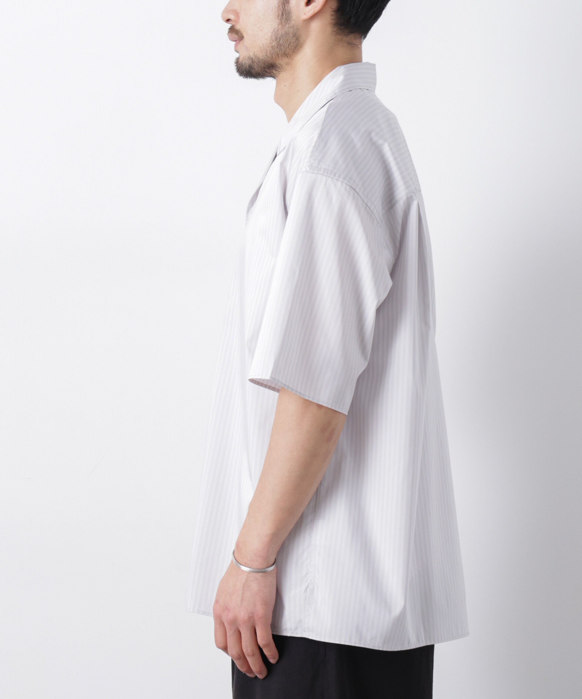 nano･universe「「OtoNANO」オープンカラーストライプ半袖シャツ」|シャツ・ブラウス|