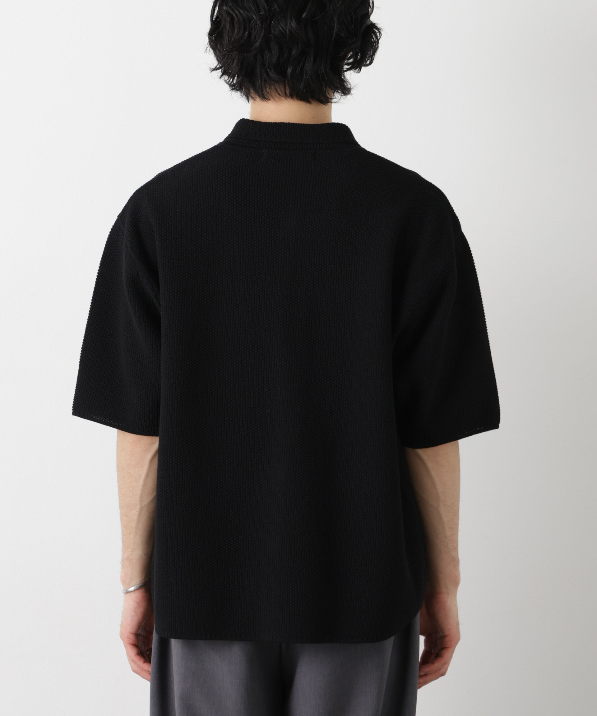 nano･universe「コットンシードステッチニットシャツ」|ニット・セーター|