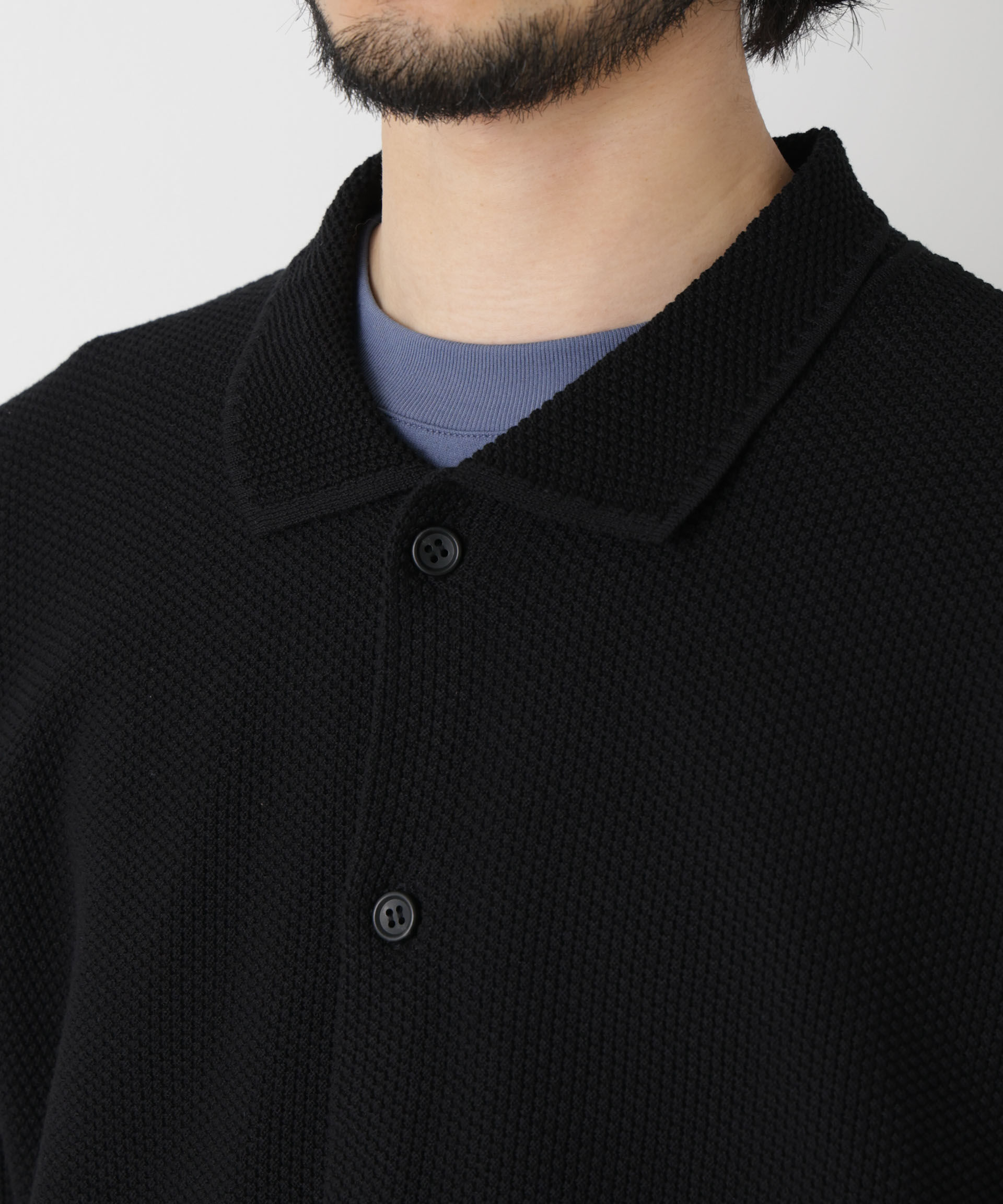 nano･universe「コットンシードステッチニットシャツ」|ニット・セーター|