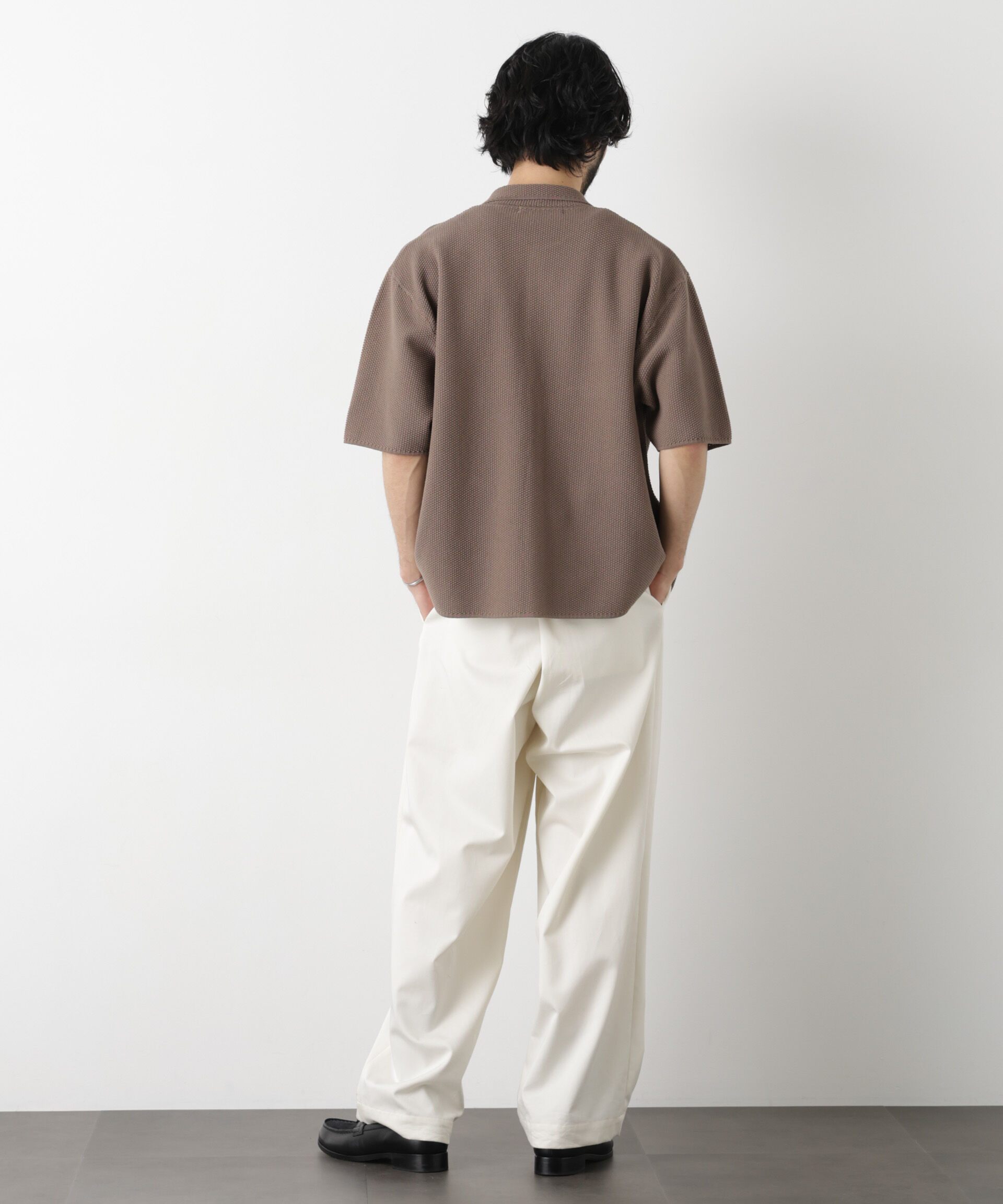 nano･universe「コットンシードステッチニットシャツ」|ニット・セーター|