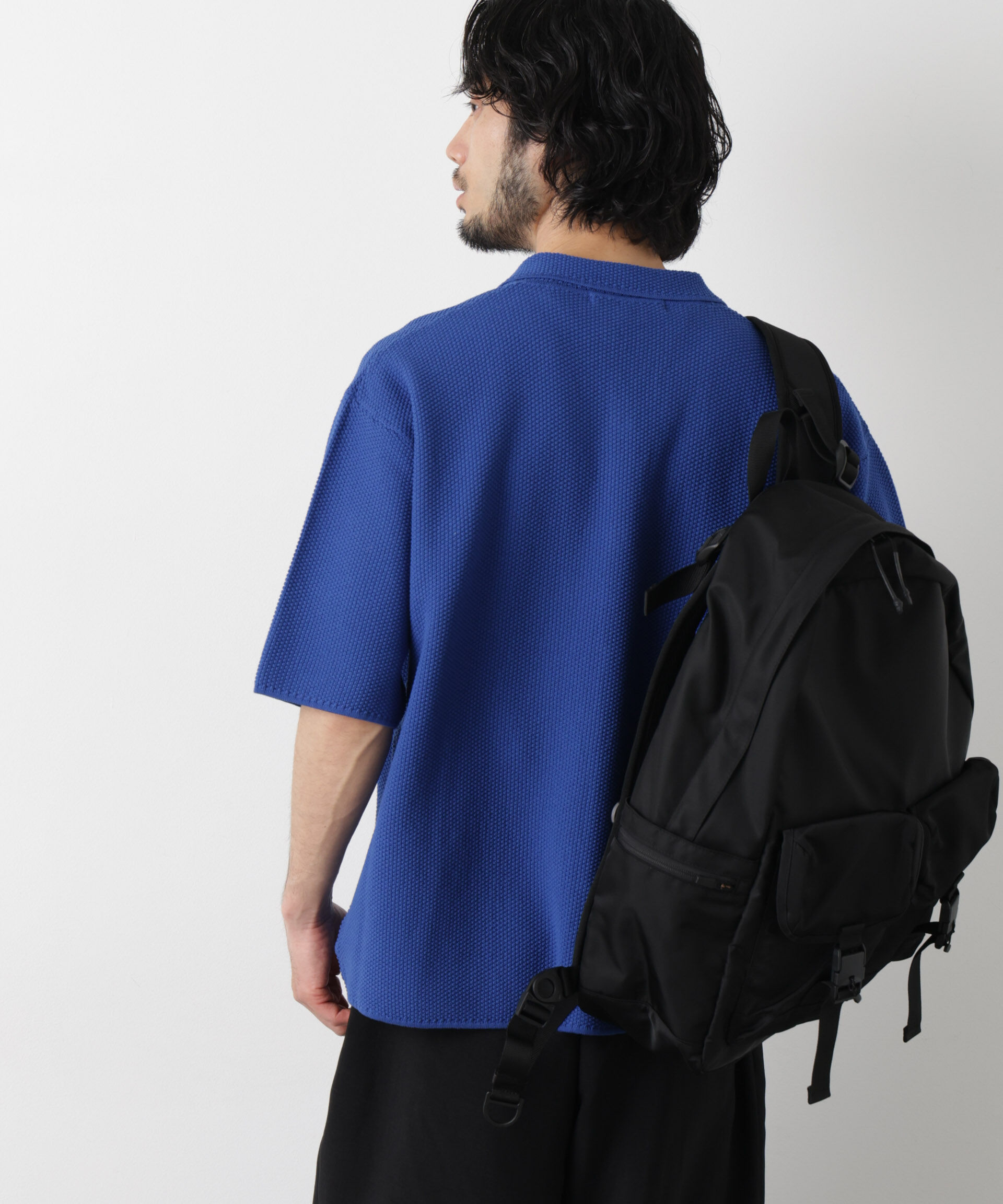 nano･universe「コットンシードステッチニットシャツ」|ニット・セーター|