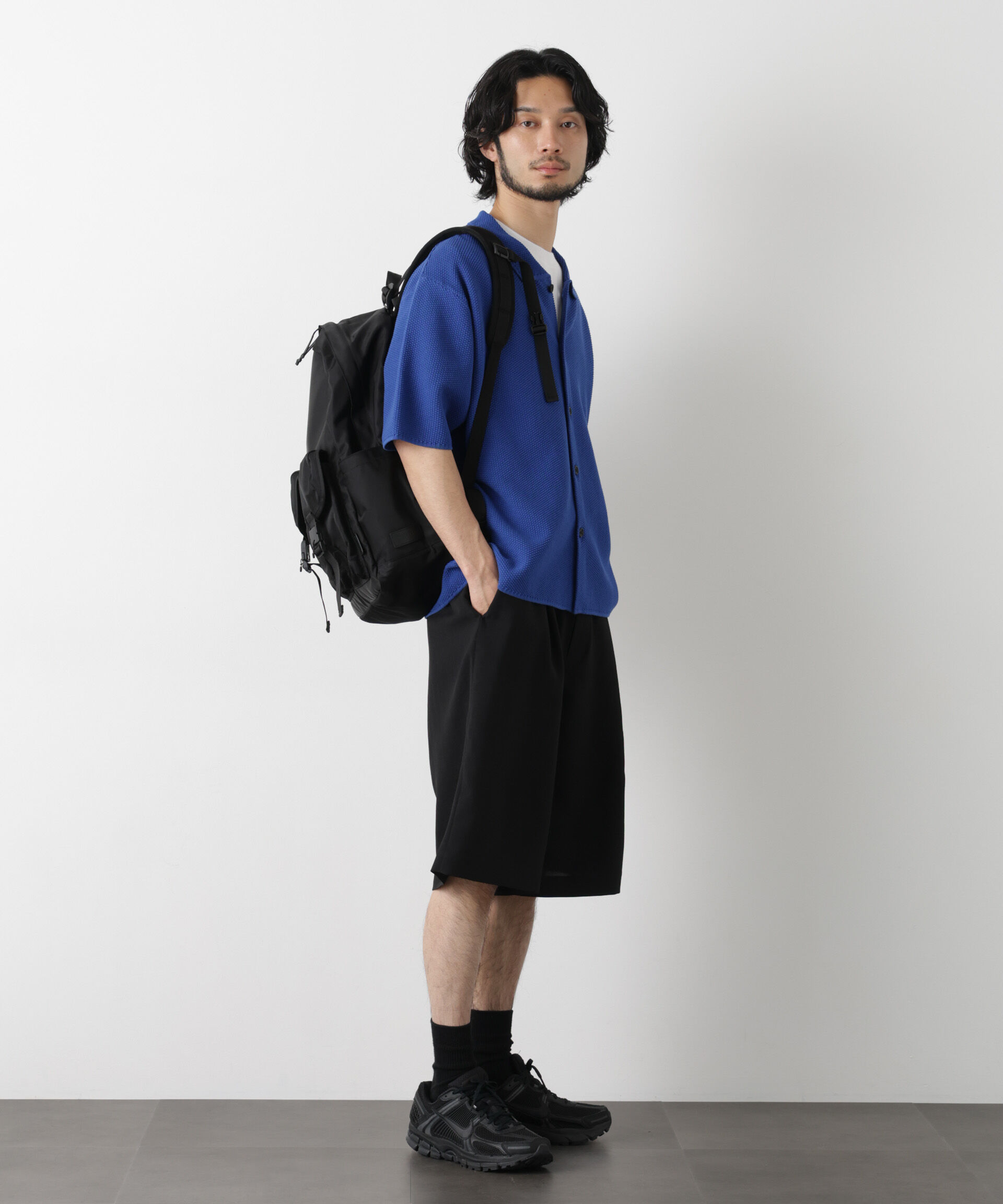 nano･universe「コットンシードステッチニットシャツ」|ニット・セーター|