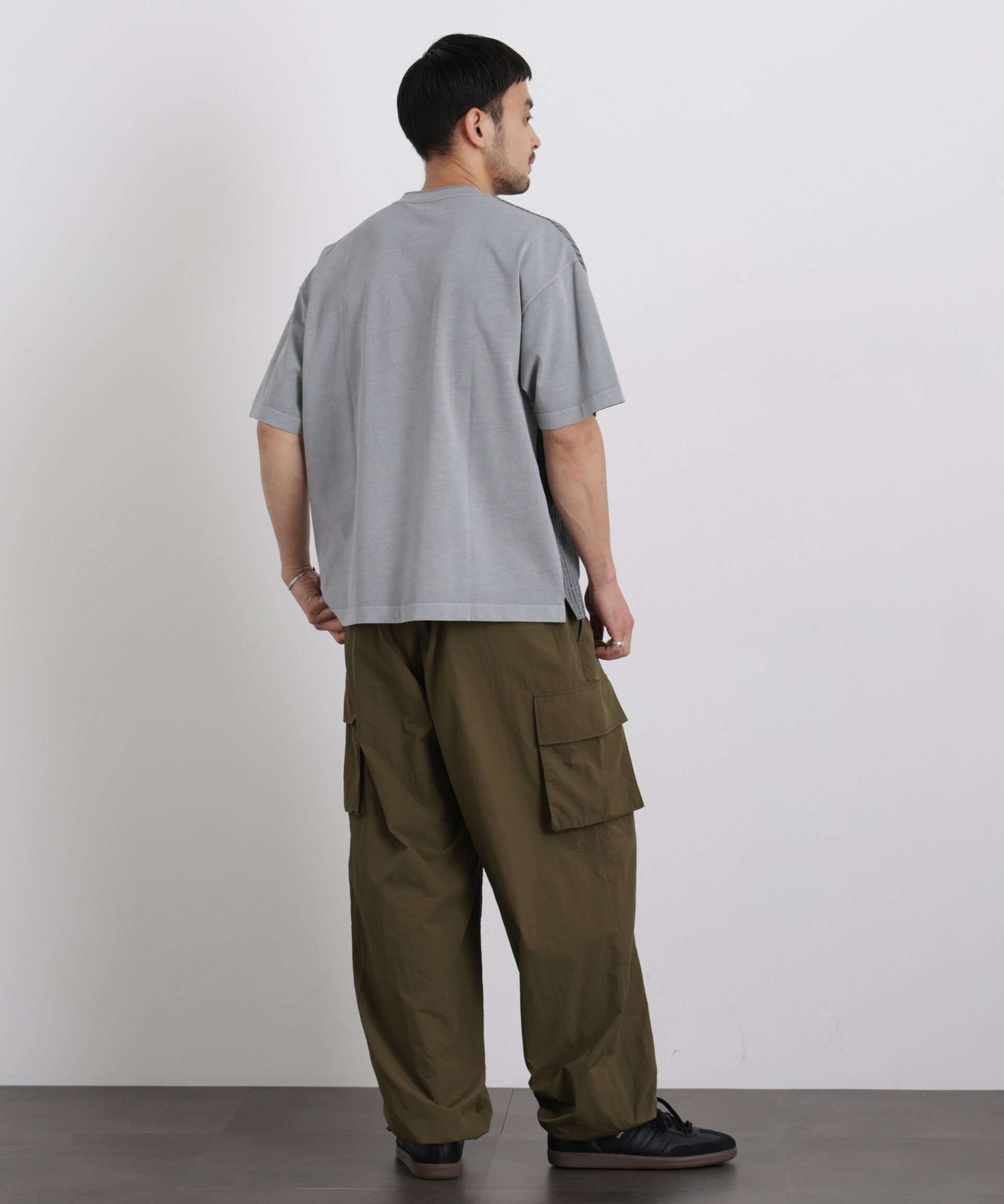 nano･universe「オーバーダイジャガードストライプヘンリーTシャツ 半袖」|Tシャツ・カットソー|