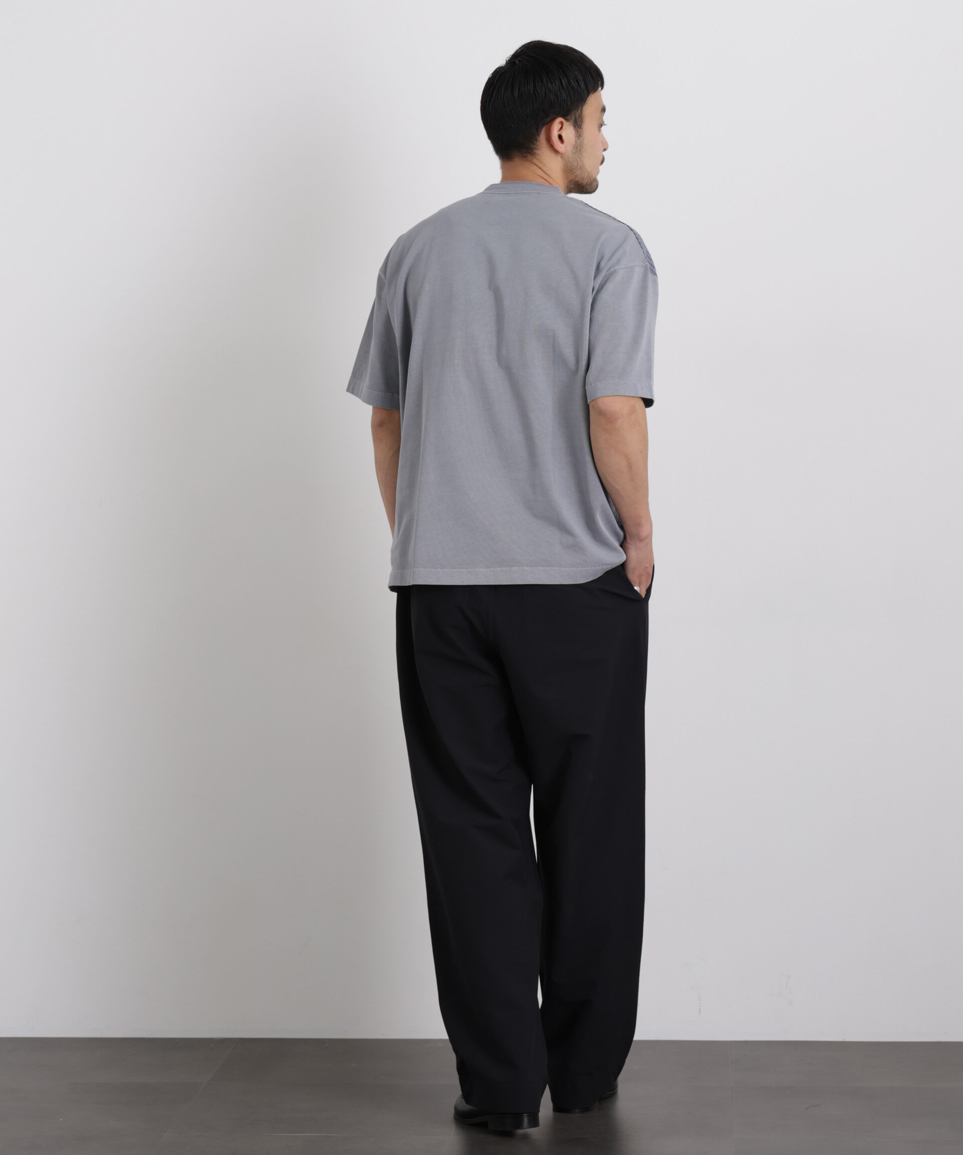 nano･universe「オーバーダイジャガードストライプヘンリーTシャツ 半袖」|Tシャツ・カットソー|