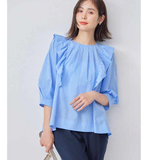 組曲「【WEB限定】ナチュラルローン ペプラムブラウス」|シャツ・ブラウス|ブルー系