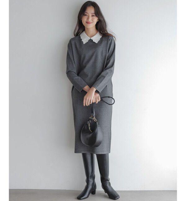 組曲「レースライク襟付きニットワンピース」|ワンピース|