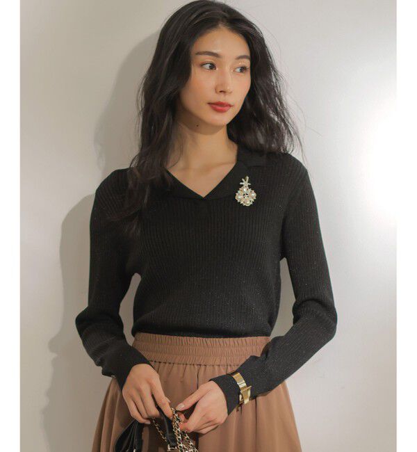 組曲「ラメリブポロ襟 ニット」|ニット・セーター|