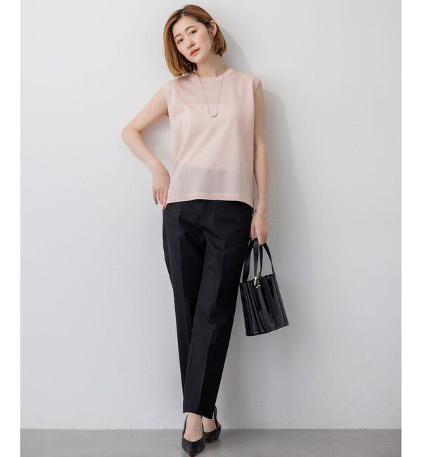 23区「【CanCam10月号掲載/新色追加】シャイニーシアー ノースリーブ ニット」|ニット・セーター|