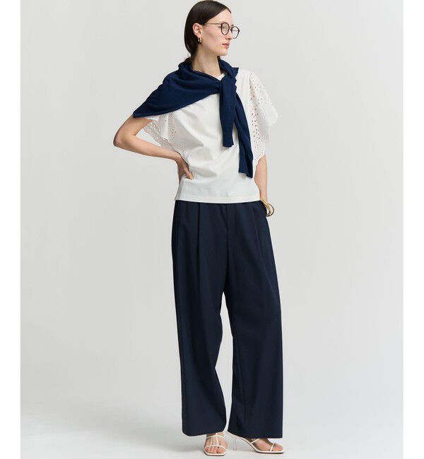 23区「カットワークエンブロイダリー デザインスリーブ トップス」|Tシャツ・カットソー|