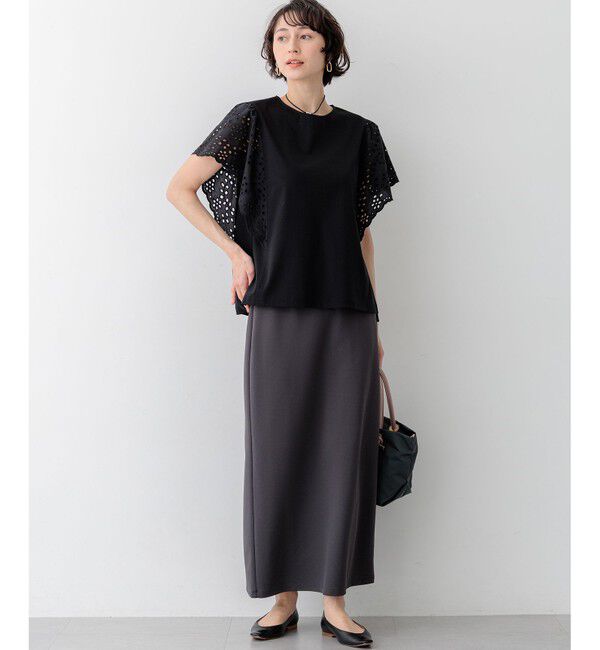 23区「カットワークエンブロイダリー デザインスリーブ トップス」|Tシャツ・カットソー|
