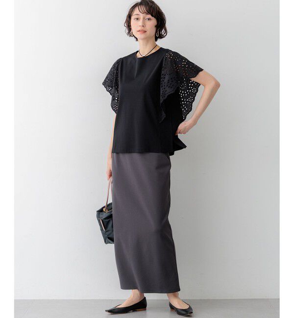 23区「カットワークエンブロイダリー デザインスリーブ トップス」|Tシャツ・カットソー|