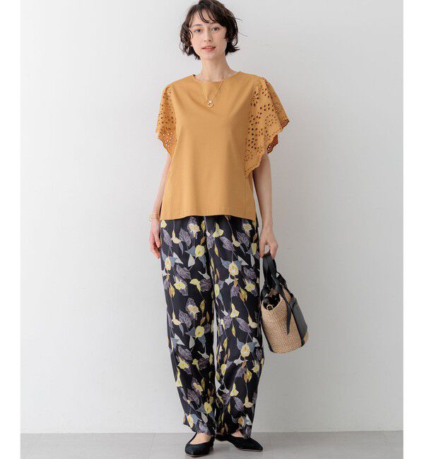 23区「カットワークエンブロイダリー デザインスリーブ トップス」|Tシャツ・カットソー|