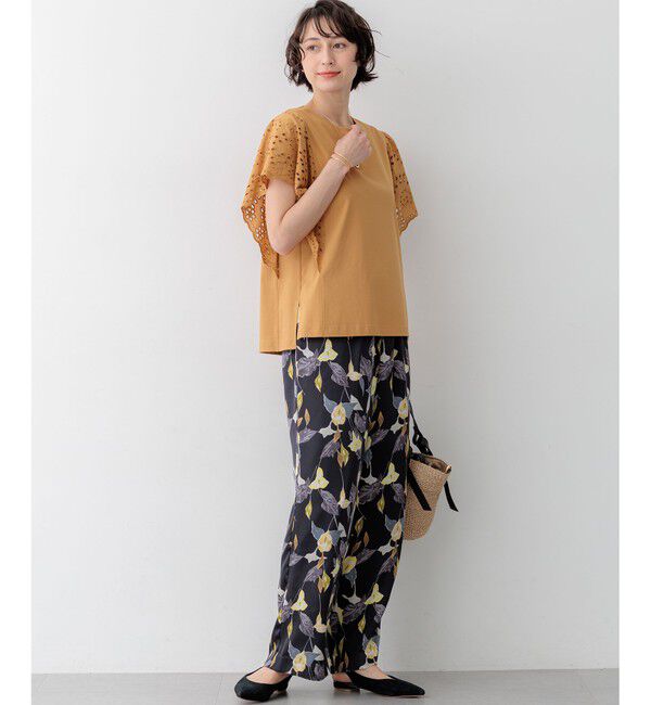 23区「カットワークエンブロイダリー デザインスリーブ トップス」|Tシャツ・カットソー|