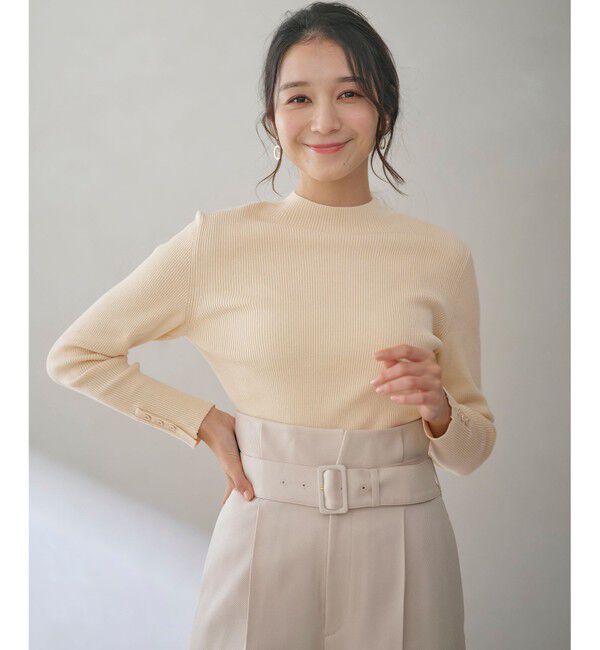 ANY SIS「【洗える】リブインナー ニット」|ニット・セーター|アイボリー