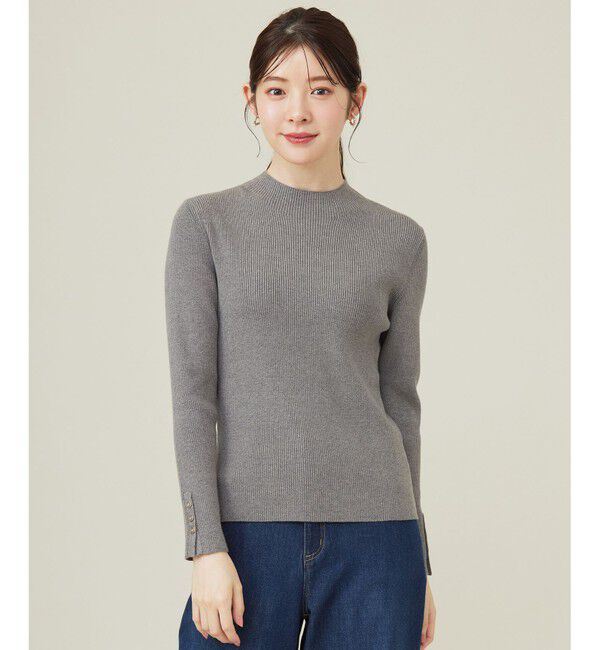 ANY SIS「【洗える】リブインナー ニット」|ニット・セーター|ライトグレー