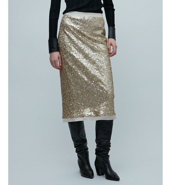 BEIGE,「LA VERRERIE / スパンコールスカート」|スカート|Champagne Gold