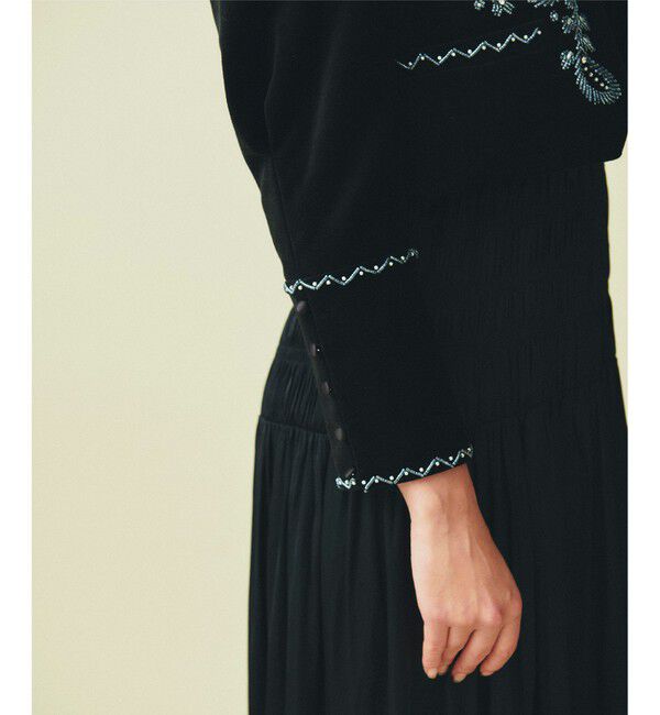 GRACE CONTINENTAL「ショート刺繍ジャケット」|ノーカラージャケット|