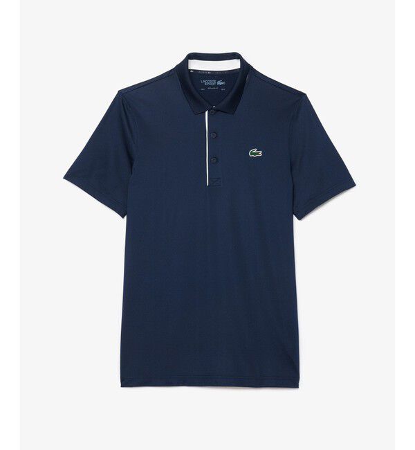 LACOSTE「UPF30 UVカット ワントーン配色パイピング ウルトラドライゴルフ半袖ポロシャツ」|ポロシャツ|