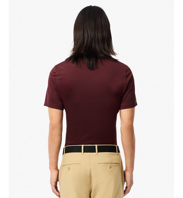 LACOSTE「UPF30 UVカット ワントーン配色パイピング ウルトラドライゴルフ半袖ポロシャツ」|ポロシャツ|