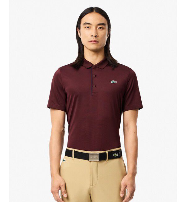 LACOSTE「UPF30 UVカット ワントーン配色パイピング ウルトラドライゴルフ半袖ポロシャツ」|ポロシャツ|