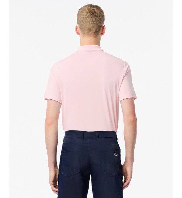 LACOSTE「UPF30 UVカット ワントーン配色パイピング ウルトラドライゴルフ半袖ポロシャツ」|ポロシャツ|