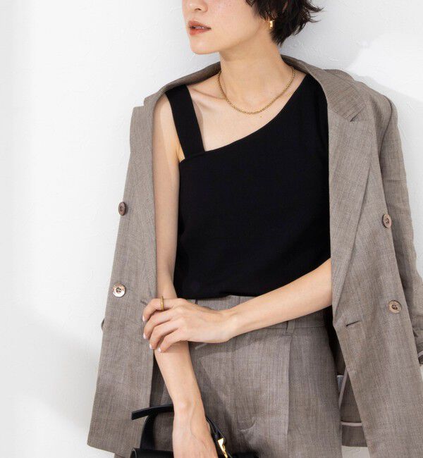 NOLLEY'S「◇【WEB限定】アシンメトリーカップ付きタンクトップ」|タンクトップ|ブラック