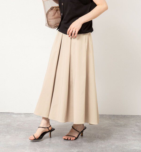 NOLLEY'S sophi「【追加】ウォッシャブルタフタタックフレアスカート」|フレア|ベージュ