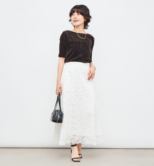 NOLLEY'S「フロッキーチュールボートネックプルオーバーカットソー」|Tシャツ・カットソー|