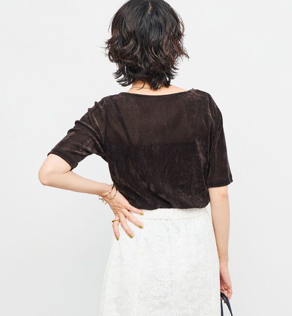 NOLLEY'S「フロッキーチュールボートネックプルオーバーカットソー」|Tシャツ・カットソー|