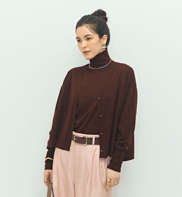 NOLLEY'S「《手洗い可能》《アンサンブル対応》18G天竺ゆったりVネックカーディガン」|カーディガン|ブラウン