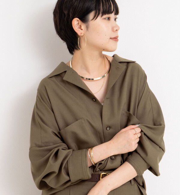 Rie Miller「《セットアップ対応》オープンカラービッグシルエットシャツ」|シャツ・ブラウス|