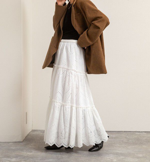 MAQWEL「【MAQWEL/マクウェル】《セットアップ対応》ウォッシャブルエンブロイダリーレーススカート」|スカート|