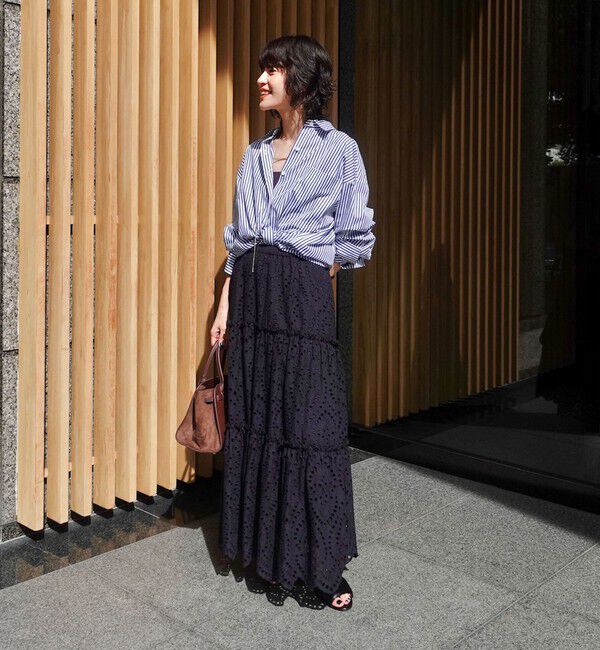 MAQWEL「【MAQWEL/マクウェル】《セットアップ対応》ウォッシャブルエンブロイダリーレーススカート」|スカート|