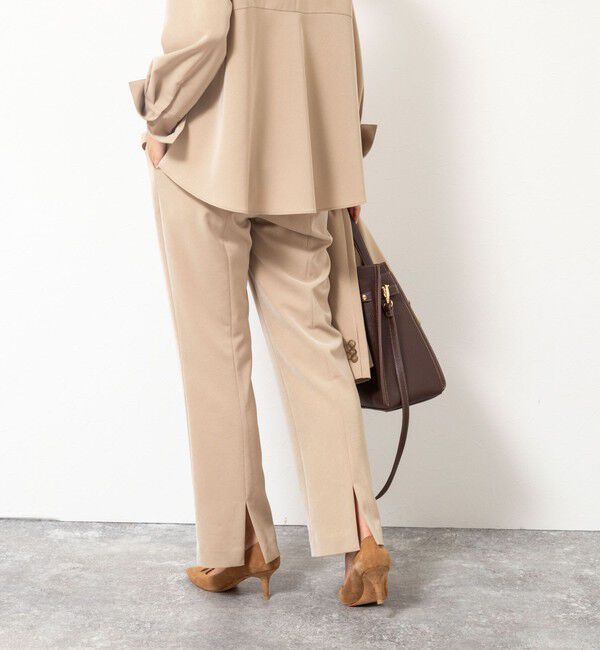 NOLLEY'S「《セットアップ対応》ウォッシャブルストレッチギャババックスリットパンツ」|その他|ベージュ