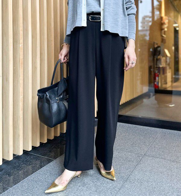 NOLLEY'S「ウォッシャブルバックサテンジョーゼットイージーパンツ」|その他|ブラック