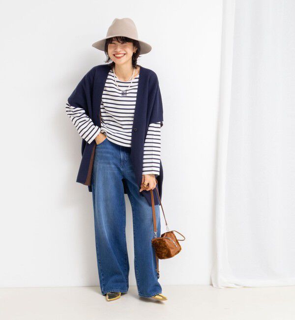 Rie Miller「バイカラー強縮ニットショール」|ニット・セーター|