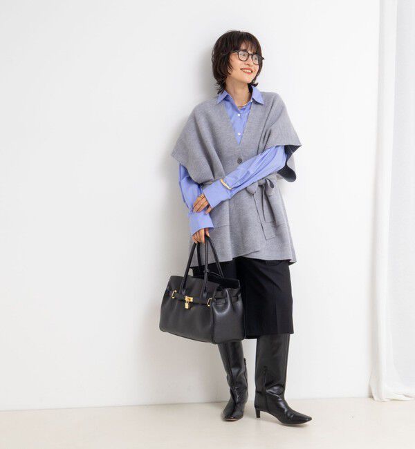 Rie Miller「バイカラー強縮ニットショール」|ニット・セーター|