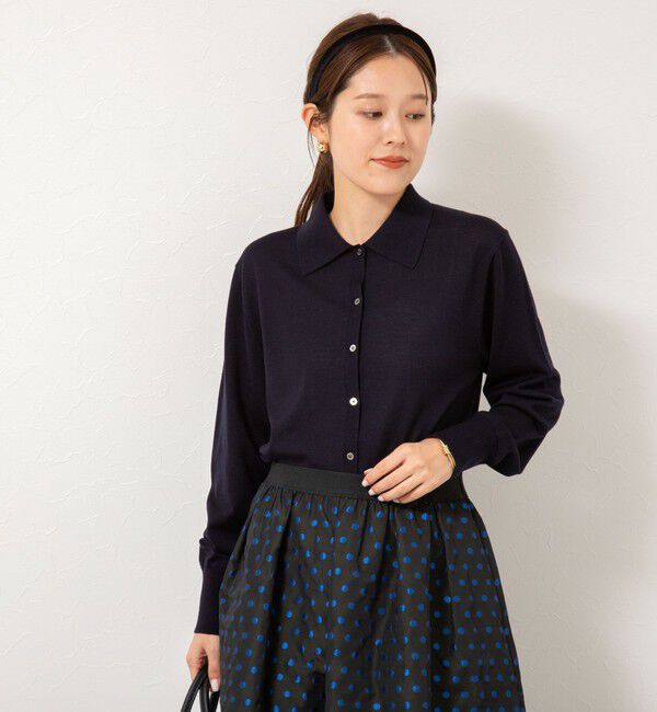 NOLLEY'S「《手洗い可能》16Gマレー襟付きカーディガン」|カーディガン|