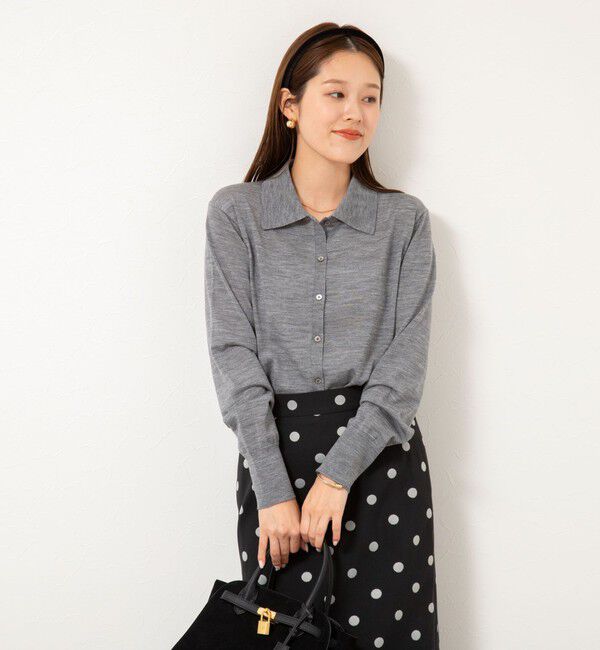 NOLLEY'S「《手洗い可能》16Gマレー襟付きカーディガン」|カーディガン|