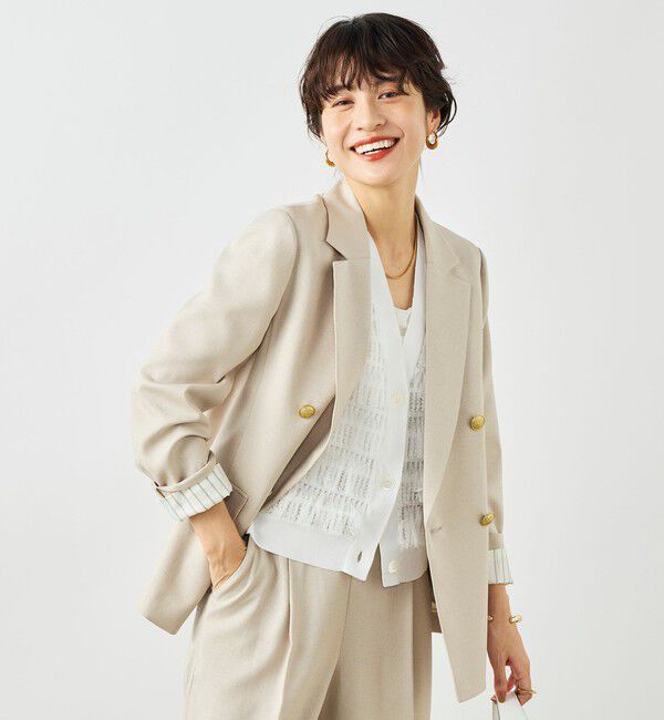 NOLLEY'S「《セットアップ対応》ウォッシャブルハイスペック麻調ダブルジャケット」|テーラードジャケット|
