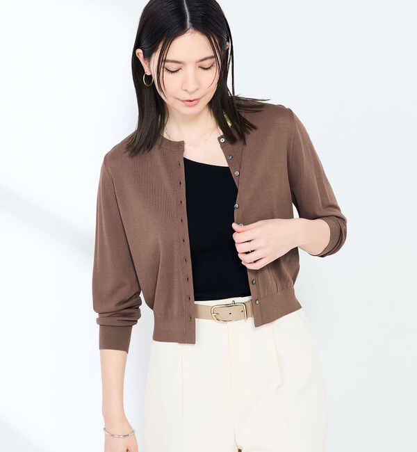 NOLLEY'S sophi「《手洗い可能/アンサンブル対応》マルチファンクションハイゲージクルーネックカーディガン」|カーディガン|