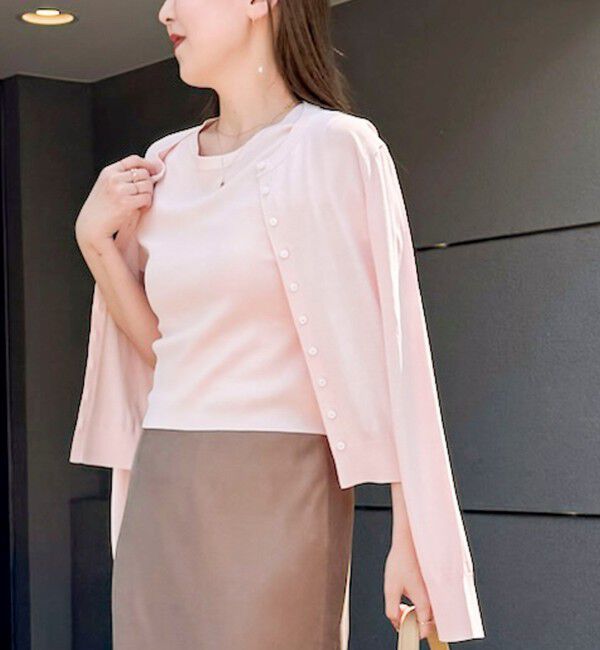 NOLLEY'S sophi「《手洗い可能/アンサンブル対応》マルチファンクションハイゲージクルーネックカーディガン」|カーディガン|ベビーピンク