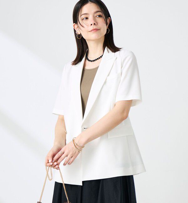 NOLLEY'S sophi「《セットアップ対応》ウォッシャブルドライツイルハーフスリーブジャケット」|テーラードジャケット|