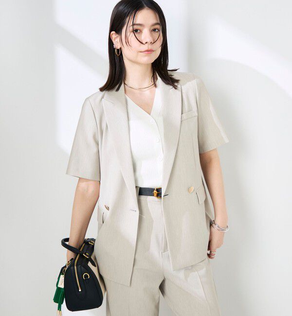 NOLLEY'S sophi「《セットアップ対応》ウォッシャブルドライツイルハーフスリーブジャケット」|テーラードジャケット|