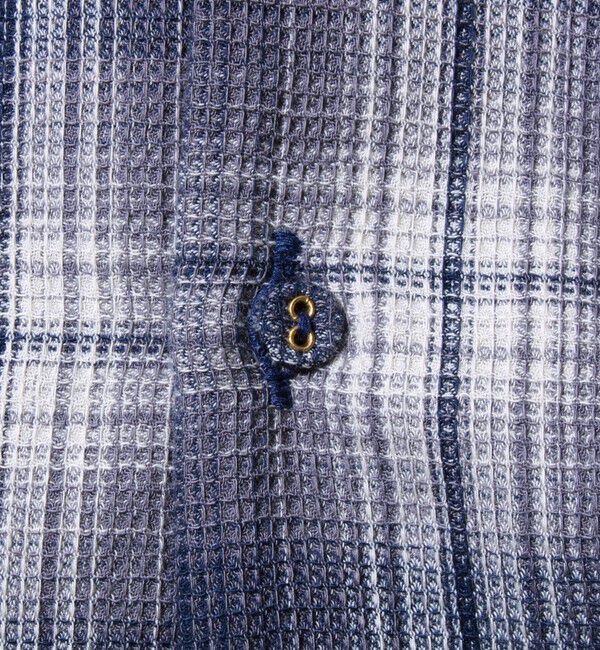 GLOSTER「【残暑にも快適なさらっとシャツ】ワッフルチェック ロングスリーブシャツ オンブレチェック」|シャツ・ブラウス|