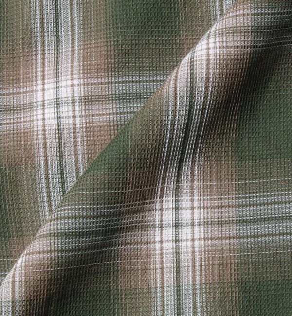 GLOSTER「【残暑にも快適なさらっとシャツ】ワッフルチェック ロングスリーブシャツ オンブレチェック」|シャツ・ブラウス|