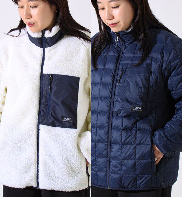 GLOSTER「【2WAYで着回せる】【UNISEX】GLOSTER配色別注 TAIONボア&times;ダウンブルゾン」|ダウン|アイボリー